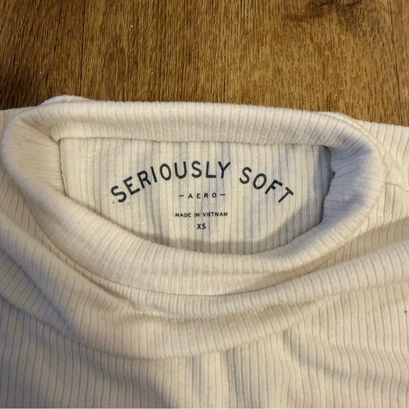 Aeropostale Women's Light Blue Ribbed Long Sleeve Top - Picture 2 of 3